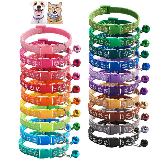 10 Pcs Adjustable Puppy Collars for Litter Cat Collar with Bell