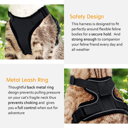 Cat Harness and Leash for Walking, Escape Proof Soft Adjustable Vest Harnesses