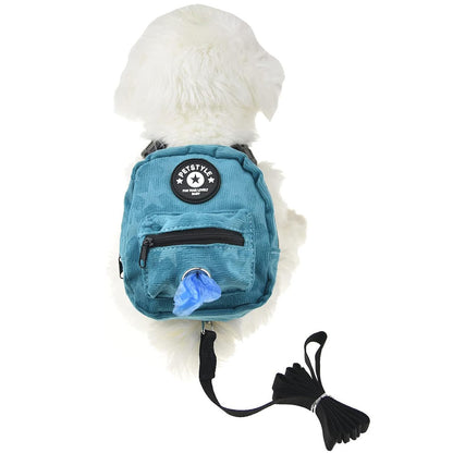 Dog Backpack Harness with Leash, Dog Poop Bag Dispenser