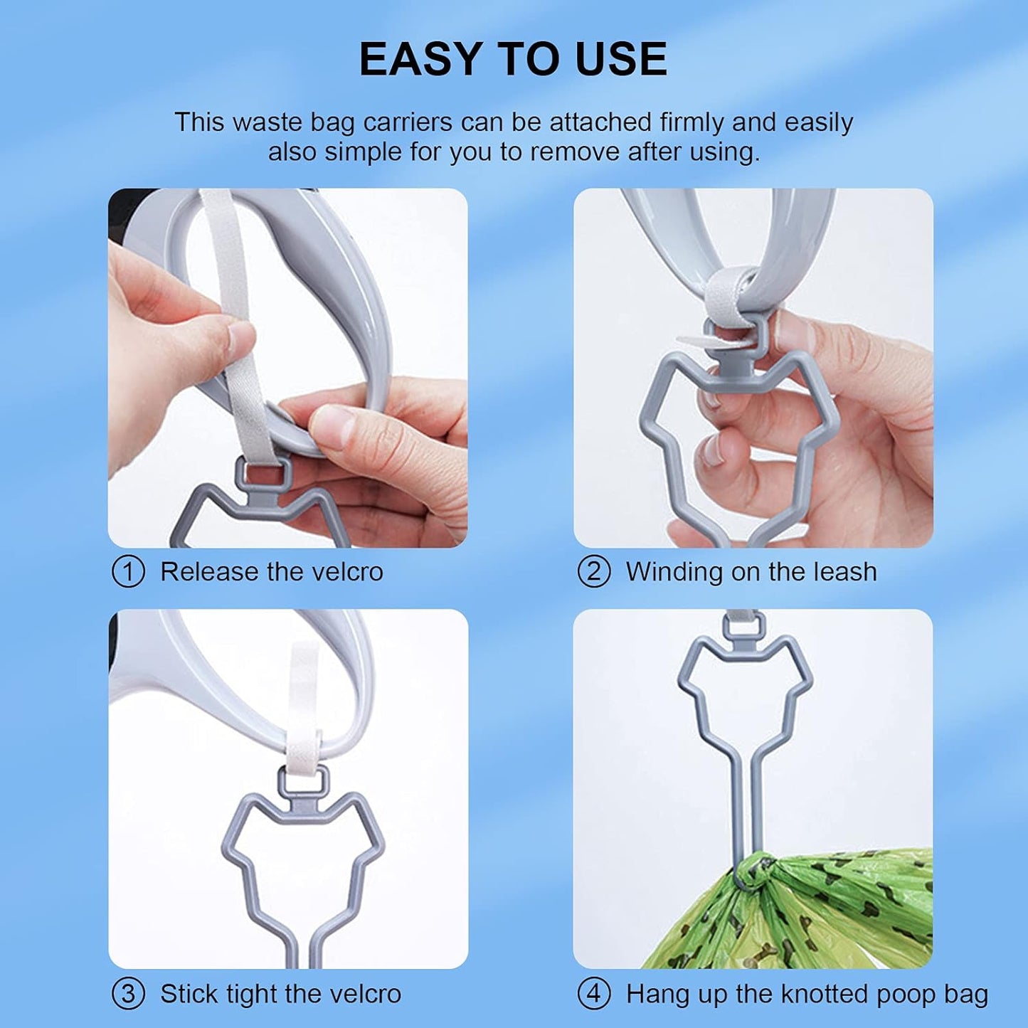 Dog Poop Bag Holder - Hands Free Waste Bag Clip 2 Pcs