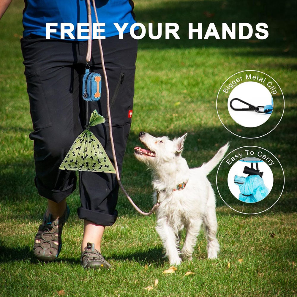 Dog Poop Bags Holder Dispenser with Leash Clip & Elastic Cord