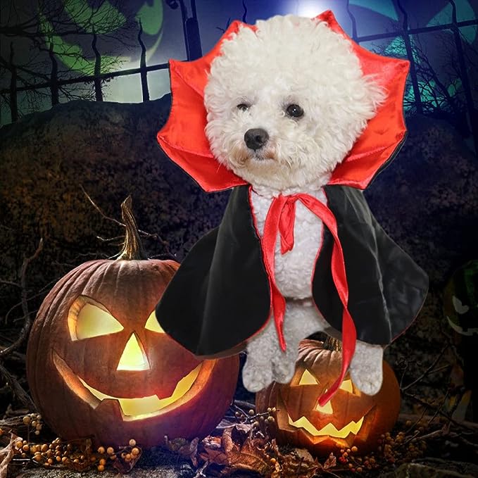 Halloween Dog Costume Cat Vampire Cloak Cape