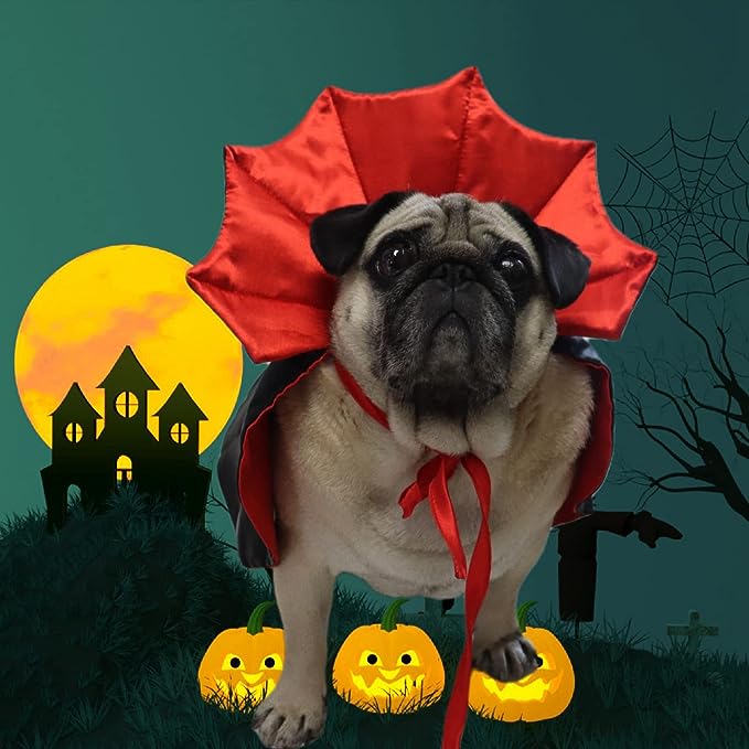 Halloween Dog Costume Cat Vampire Cloak Cape