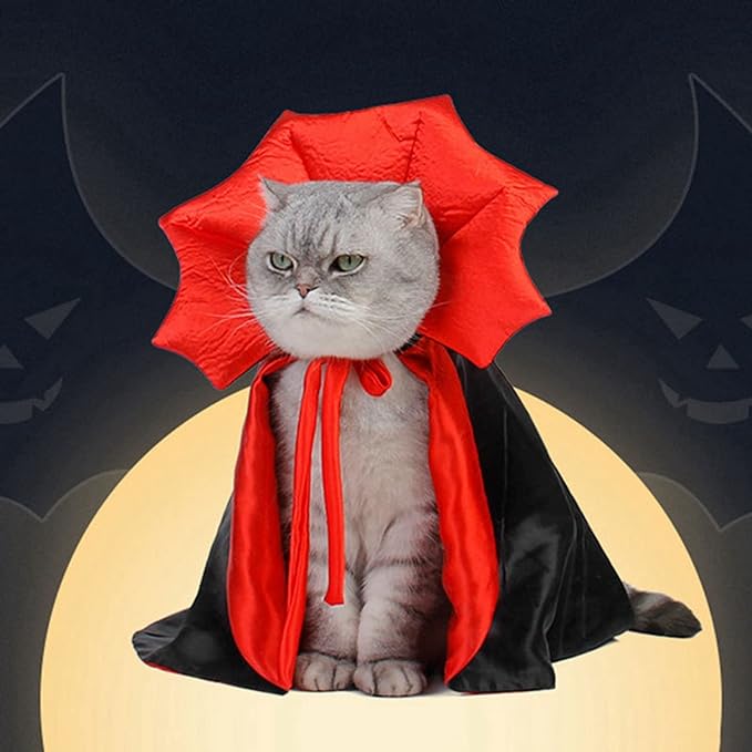 Halloween Dog Costume Cat Vampire Cloak Cape