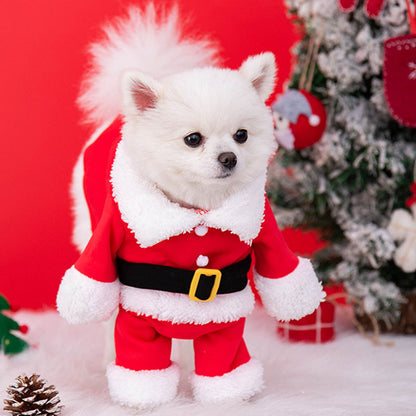 Santa Dog Costume Christmas Pet Clothes Winter Hoodie Coat