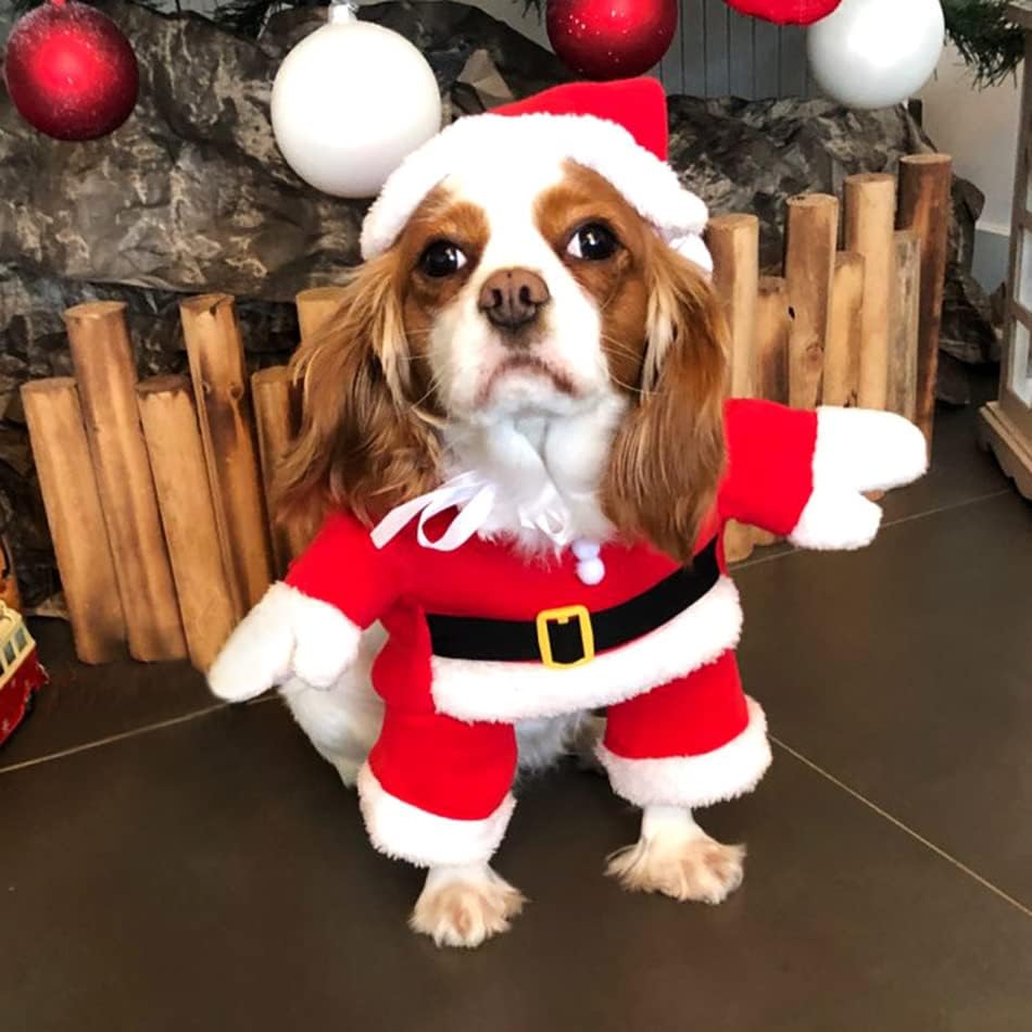 Santa Dog Costume Christmas Pet Clothes Winter Hoodie Coat