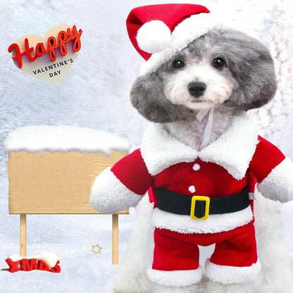 Santa Dog Costume Christmas Pet Clothes Winter Hoodie Coat