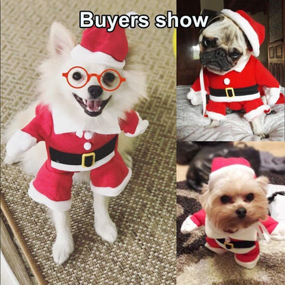 Santa Dog Costume Christmas Pet Clothes Winter Hoodie Coat