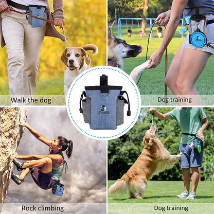 Pet Dog Treat Pouch Waist Bag with Poop Bag Dispenser and Dog Collapsible Bowl